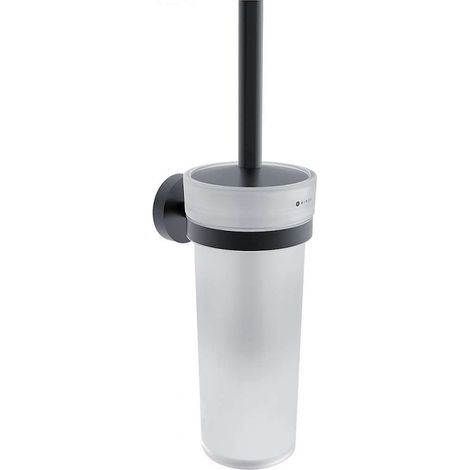 Nimco Unix - Escobilla de WC de pared, con soporte, cristal/negro mate UNC 13094W-90