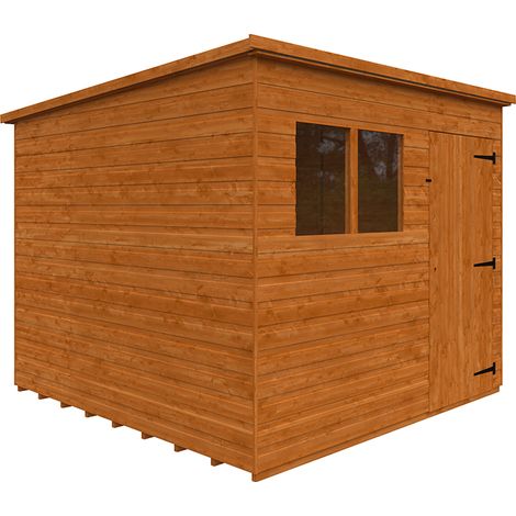 8 x 8 Feet Super Pent 12mm Shed - Solid Wood/Softwood/Pine - L235 x W235 x H204.1 cm - Burnt Orange