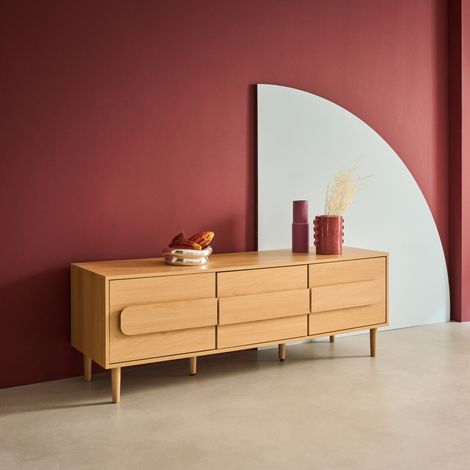 sweeek - Meuble TV vintage décor bois de chêne 3 portes 150cm - Juliana