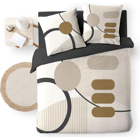 Housse couette + 2 taies 220 x 240 cm Motif géométrique santa (1/5)
