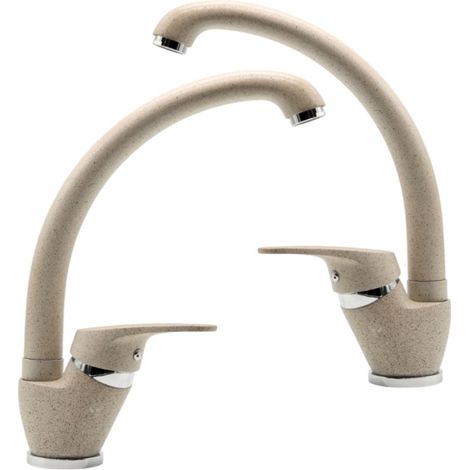 Set 2 pezzi miscelatore ottone avena3 lavello cucina oslo erogazione orientabile (1/5)