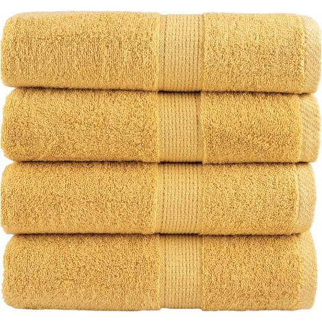 vidaXL Asciugamani Premium SOLUND 4 pezzi Oro 30x30cm 600gsm