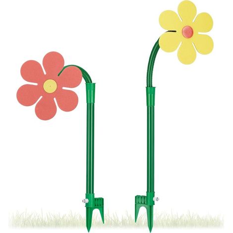 Fleur arroseuse lot de 2 arroseur jardin tuyau arrosage 6 mètres HxlxP: 105 x 28 x 28 cm, rouge/jaune (1/4)