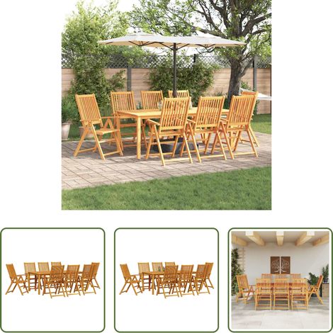 vidaXL Gartentisch -  Garten Essgruppe 9 pcs Braun Massivholz Akazie (1/5)