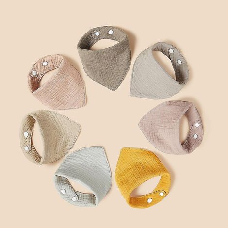 Lot de 7 bavoirs bandana en coton pour bébés (garçons et filles) pour la poussée des dents et la bave