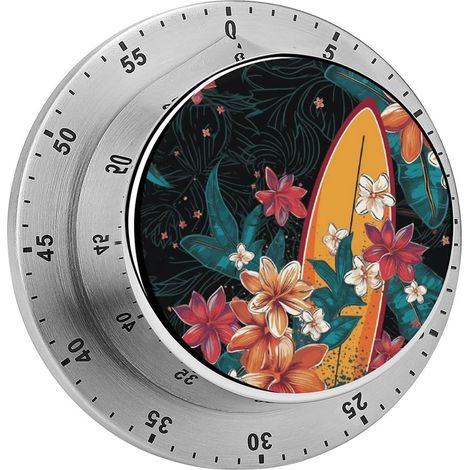 Minuteur en forme de planche surf et fleur, élégant magnétique (1/5)