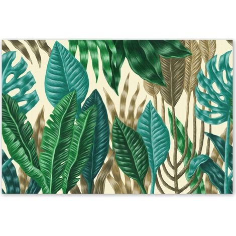 Tableau Sur Toile En Forme De Feuille - Décoration Murale Pour Salon Chambre Bureau - Impression Artistique Végétale - 1 Pièce (1/5)