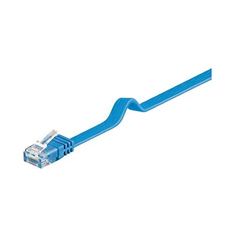 CAT 6 cavo patch piatto U/UTP, blu, conduttore di rame (CU). Lunghezza del Cavo 1 m (1/4)