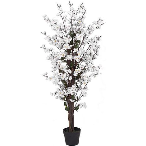 120cm Artificial White Blossom Tree
