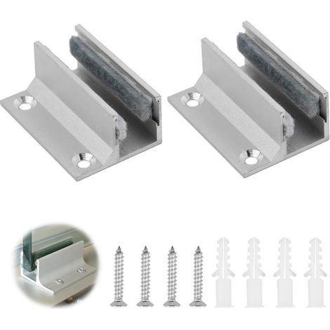2 guías de suelo para puertas correderas de cristal, guías de rodillos para sistemas de puertas correderas ajustables (1/4)