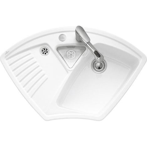 VB Corner-SP Arena Corner 975x625mm Exc-Yarn. Lavabo avec revêtement céramique. Blanc Alpine cplus