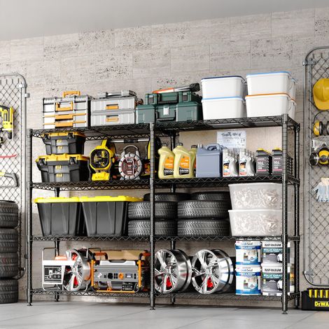 Étagère industrielle robuste en métal – Rangement modulable autoportant – 4 niveaux, capacité 480 kg, montage facile pour cuisine, garage, cellier – 180 x 40 x 151 cm – 4 étages, largeur 40 (1/5)