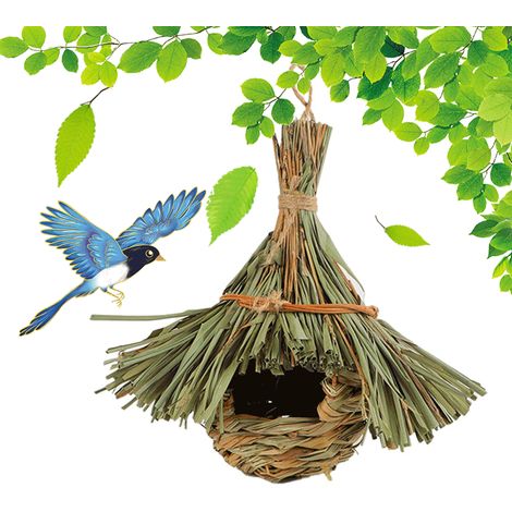 Handmade straw bird nests, hibiscus grass birdcages, parrot and hummingbird nests, decorative crafts (1/5)