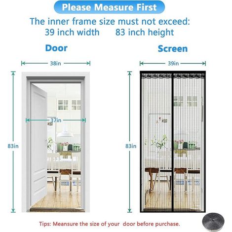 Moustiquaire magnétique pour porte - Installation facile - 100 x 210 cm - Rideau en fibre de verre - Adaptée aux animaux - Convient aux portes coulissantes (1/3)