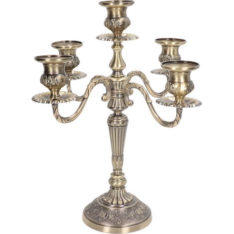 Zinc alloy metal candlestick, delicate decorative retro candelabra for dinner table, wedding mantelpiece (1/5)