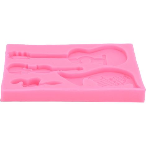 Gitarrenförmige Silikonform für Schokolade, Fondant, Tortendekoration, hausgemachtes Gebäck, Kochen, kreatives Modellierwerkzeug. (1/5)