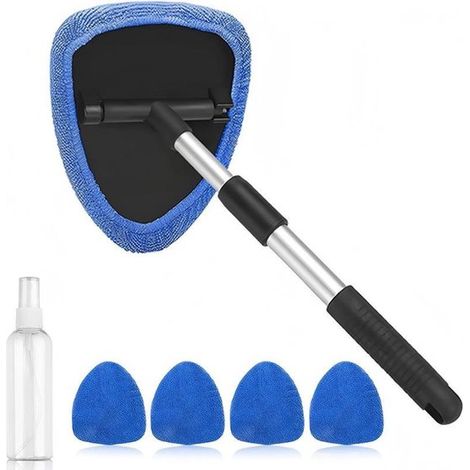 Líquido limpiaparabrisas，4 almohadillas de microfibra reutilizables y lavables，Limpiaparabrisas con mango desmontable，Azul (1/5)