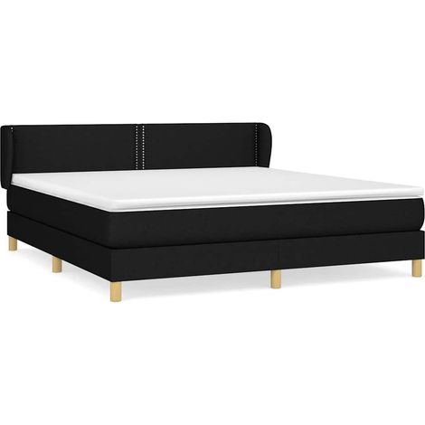 Maison Exclusive - Cama box spring con colchón tela negro 160x200 (1/5)