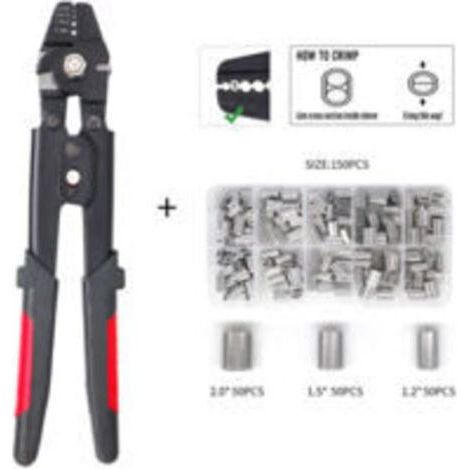 Rope pliers with cutting function for aluminum sleeves from 0.1 mm to 2.2 mm, with 150 pieces 1.2/1.5/2 mm aluminum double barrel (1/5)