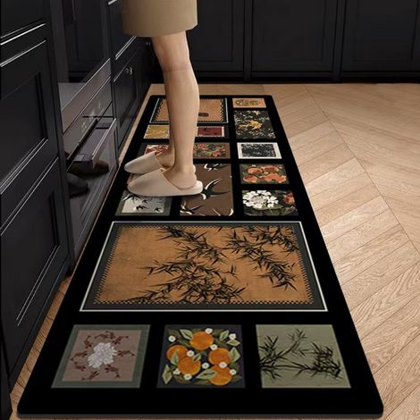 Ede Éventail doré 4020cm (Terre de diatomées) Tapis de sol de cuisine en terre de diatomées, résistant à l'usure et facile à nettoyer, idéal pour un usage domestique, à larges bandes, absorbant et ant (1/4)