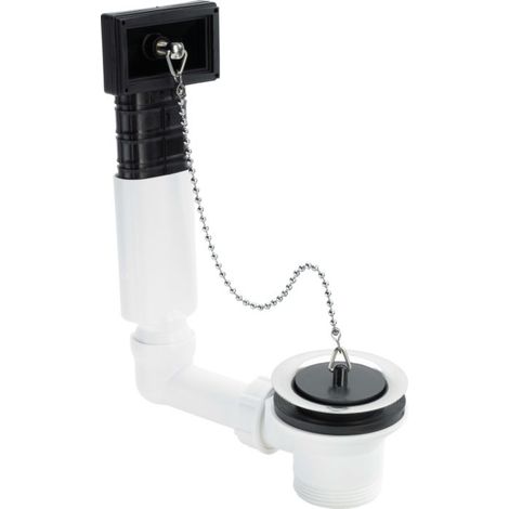 Viega ensemble de vidage et trop-plein pour évier 100834 2000 2000 /2" x 70 mm, plastique blanc , avec dessus de soupape en acier inoxydable (1/3)