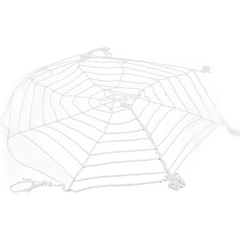 Toile d'araignée ronde blanche de 3,6 m pour décorations d'Halloween, idéale pour une fête en extérieur ou en intérieur. (1/5)