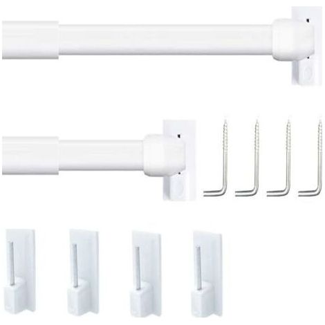 Lot de 2 tringles à rideaux extensibles Tringle à rideaux extensible pour store, armoire, fenêtre, cuisine, projets de bricolage (40-70 cm, blanc) (1/4)