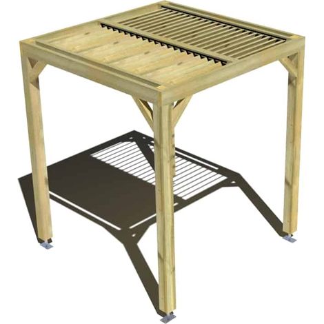 Pergola bois • 2m x 2m • indépendante • sens profondeur • lames orientables bioclimatiques incluses • livraison comprise (1/3)