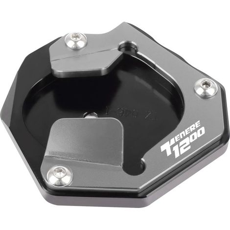 Béquille latérale CNC compatible avec Yamaha XT 1200 Z Super Ténéré 1200 XT1200Z XT1200ZE (gris avec logo) - Plaque d'extension et coussinet maxpower (1/4)