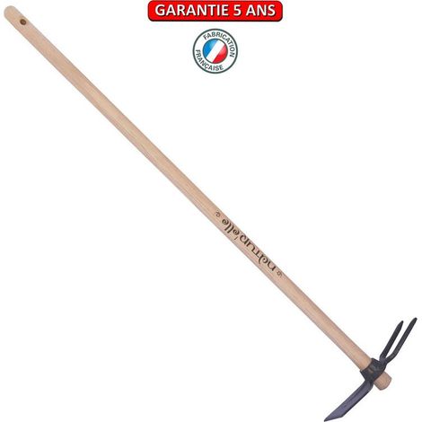 Hacke, geschmiedete Gabel und Pfette, 100cm Stiel - Seegrasgrau OUTILS PERRIN