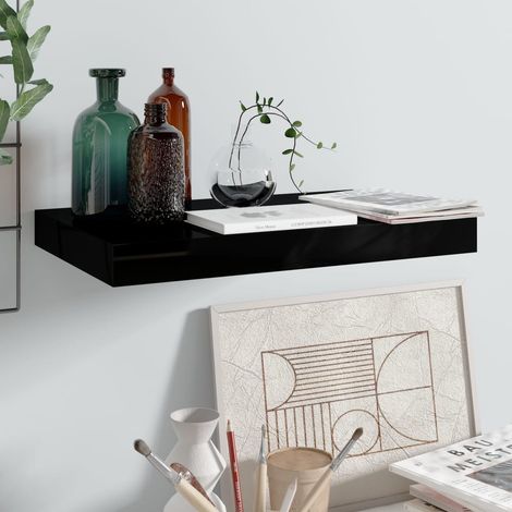 Floating Wall Shelf High Gloss Black 40x23.5x3.8 cm MDF vidaXL (1/5)