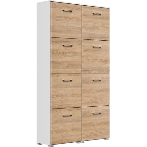 Schuhschrank Emotion 8 Klappen 32 Paar 105x187 cm Weiss-Eiche (1/5)