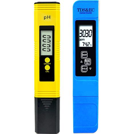 2-in-1 Wasserqualitätstester-Set: Digitales gelbes pH-Meter + blaues TDS/EC-Stift – Reinheits- und Leitfähigkeitsanalysator für Pool, Aquarium und Trinkwasser-lsw