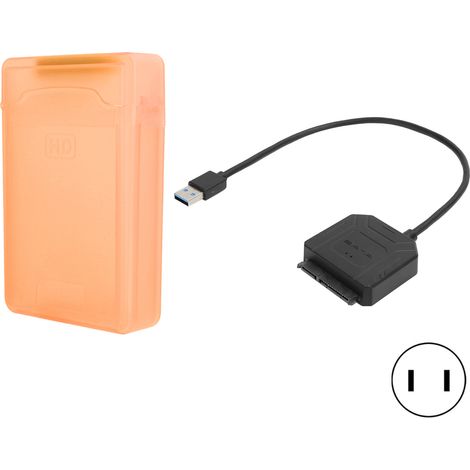 Câble adaptateur disque dur SATA 2.5" 3.5" HDD/SSD avec boîtier, prise US 100-240V, rouge - Convertisseur multiprise (1/5)