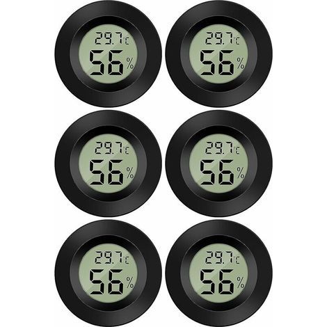Mini-Digital-LCD-Thermometer-Hygrometer – Temperatur und Luftfeuchtigkeit – 50–70 °C, 10–99 % relative Luftfeuchtigkeit – Tragbar – 6er-Pack (Weiß)