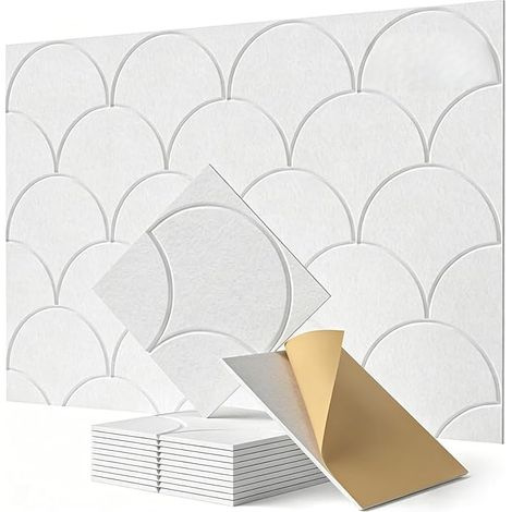 12 Pack Acoustic Wall Panels Self-Adhesive High Density Felt Notice Board Noise Reducing Wall Decor for Living Room Bedroom Office Playroom Black (1/4)