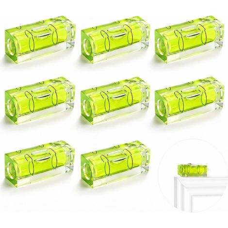8 Pcs Mini Niveaux à Bulle 15 x 15 x 40 mm en Acrylique, Mini Niveau à Bulle Petit Niveau a Bulle, Niveau Carré pour Trépied Caméra Caravane Camping Supports LCD et Outils de Mesure (1/5)