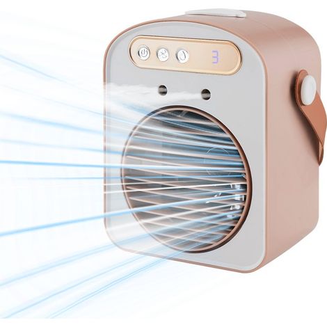 Mini climatiseur portable 500ml batterie 1300mAh multi-modes circulation d’air ventilateur de bureau personnel chambre bureau maison été compact (1/5)