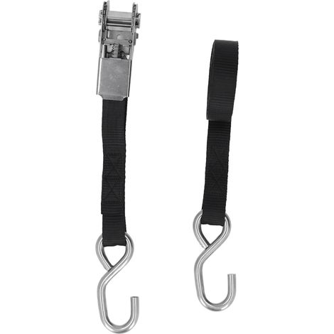 Sangles à cliquet 25 mm (1 po) noires, résistantes à la rouille, coutures renforcées, pour attacher moto, remorque, camion, kayak, bateau, 3 m / 9,8 pi (1/5)