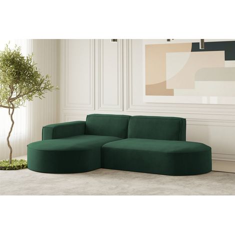 Ecksofa Designersofa PALMA XS in Stoff Noel Grün Ottomane Links (1/2)