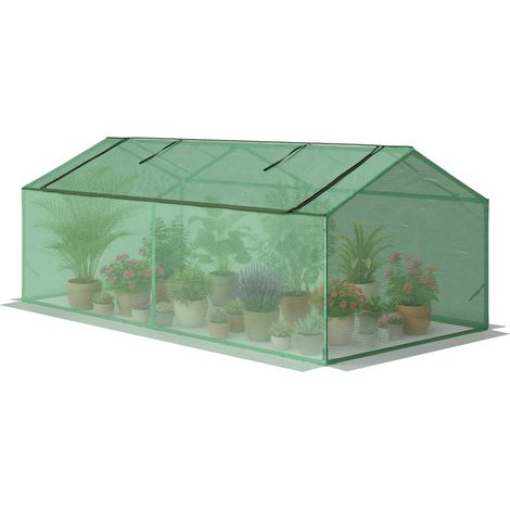 Petite serre pour jardin et balcon avec fenêtres et bâche en PE, 180 x 90 x 70 cm, verte (1/5)