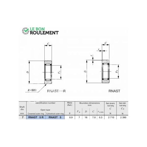 Roulement à aiguilles RNAST5-R-IKO