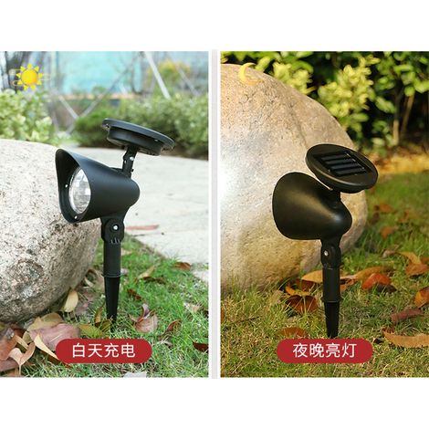 Set aus 2 Solar-Gartenstrahlern mit 4 LEDs, wasserdichte Außenbeleuchtung, warmes Licht, 1 einzigartiger Beleuchtungsmodus für Hof oder Garten. (1/3)