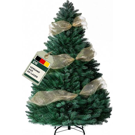 Sapin de Noël 195 cm PVC 1000+ branches, pied métal - Vert