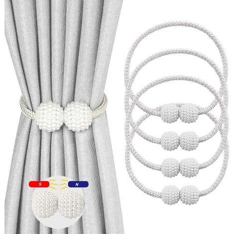 4 PIÈCES Embrases pour Voilages, Embrase Rideaux Aimanté, Attache Rideau Aimantée, Mbrasses Magnétiques pour Rideaux pour décoration de Salon, Bureau et Chambre à Coucher (Gris)