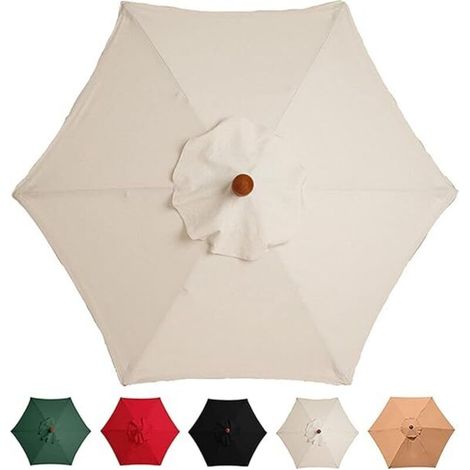 Replacement Parasol Cover 3M, 6 Arms, Garden Canopy, Replacement Parasol Cover, (Canopy Only)/White (1/4)