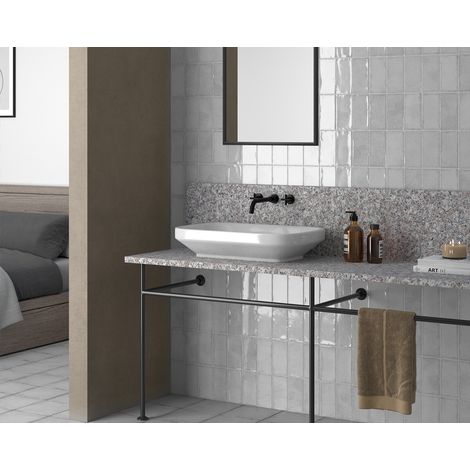 Faïence effet zellige ALTEA 15x7.5cm Gris - Brillant - boîte de 0.50 m2