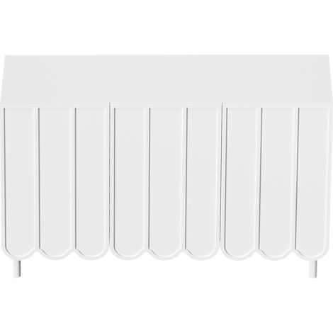 Moderne weiße Kommode mit welligen Türen 120x35x80 cm, MDF, grifflos, verstellbare Böden (1/5)