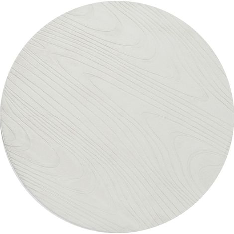 Tapis en Fausse Fourrure de Lapin à Poils Longs Motif Géométrique 160 cm Rond Blanc Cassé Ontake (1/5)