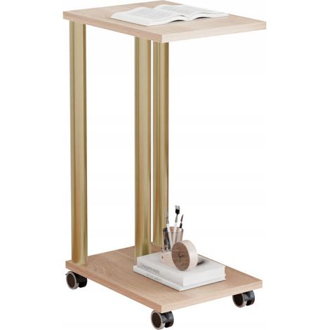 Table d'appoint sur roulettes - table d'appoint mobile pour salon de style loft (1/5)